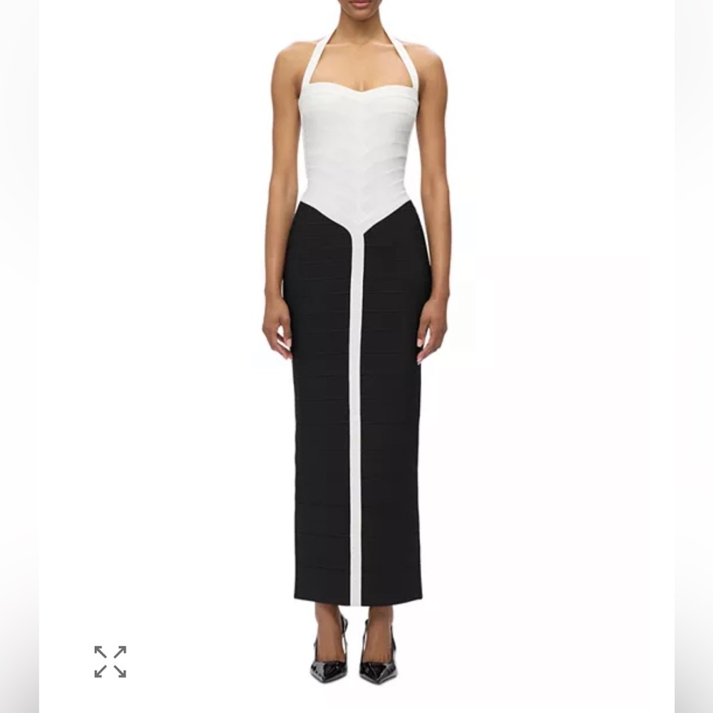 Herve Leger Black and White The Iris Gown